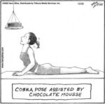 Cobra pose assisted by chocolate mousse